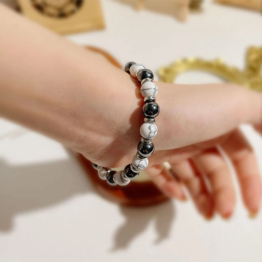 White Turquoise & Black Agate Bracelet