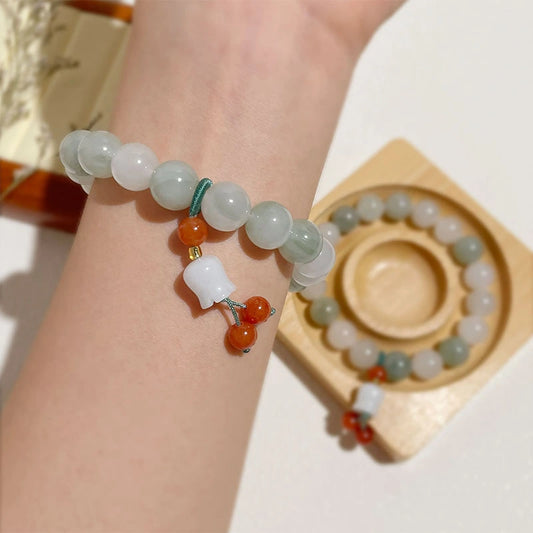 Natural Tianshan Jade Orchid Tassel Harmony Bracelet