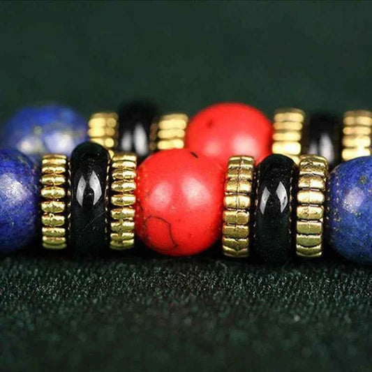 108 Lapis Lazuli Beaded Bracelet with Turquoise Accents