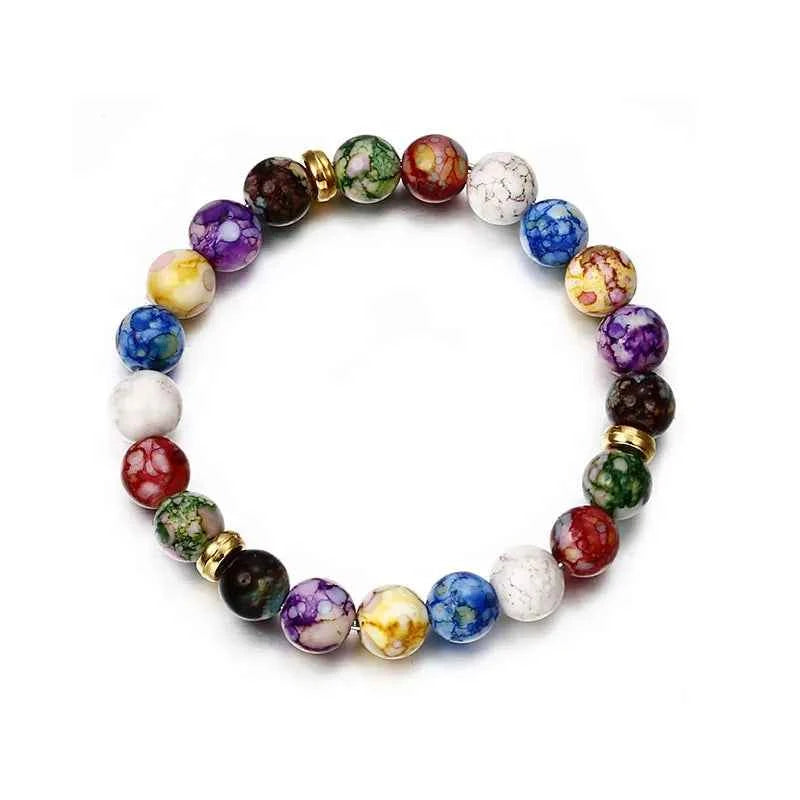 Rainbow Acrylic Beaded Bracelet with Planet and Star Design