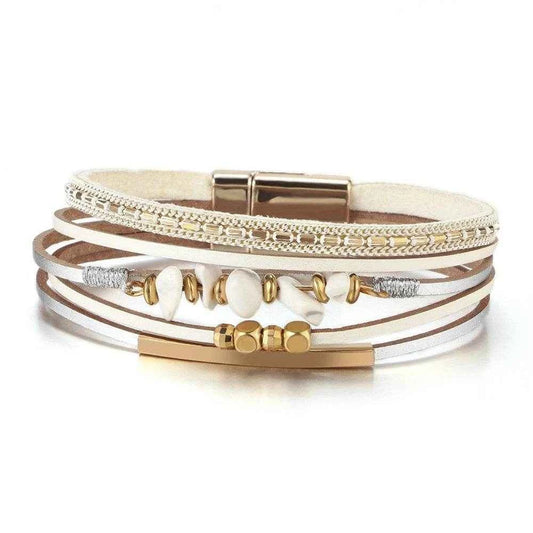 Bohemian Leather Wrap Bracelet with Magnetic Clasp