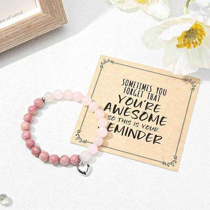 Love Heart Natural Stone Stretch Bracelet