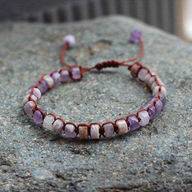 Handcrafted Amethyst Wheel Bead Bracelet