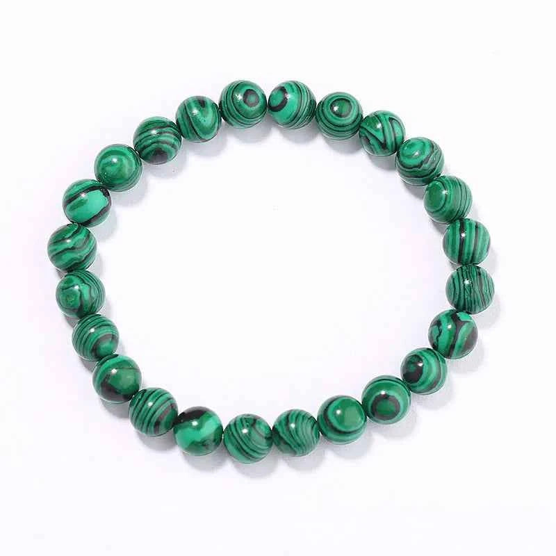 8mm Malachite Beaded Bracelet