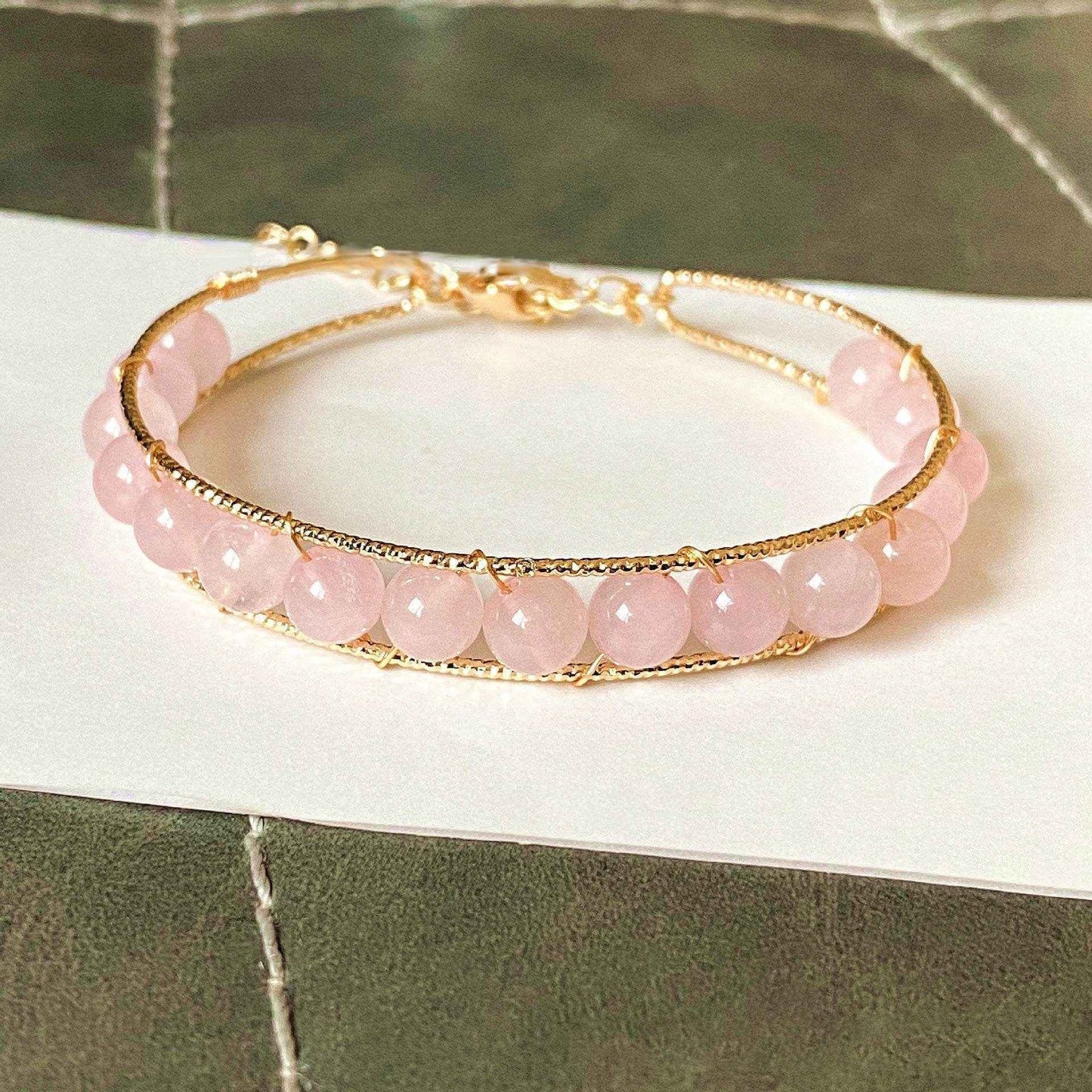 Handmade Rose & Purple Crystal Bracelet