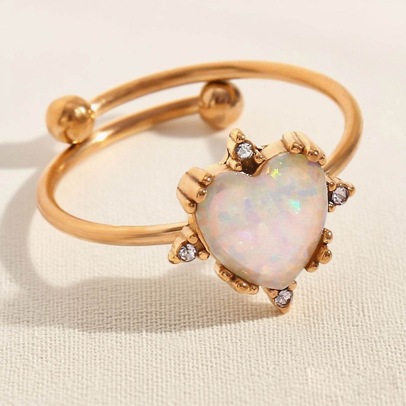 Opal Ring 18K Gold Adjustable - MystiCrystals