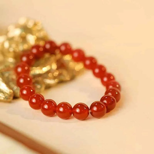 Natural Red Agate Beaded Bracelet