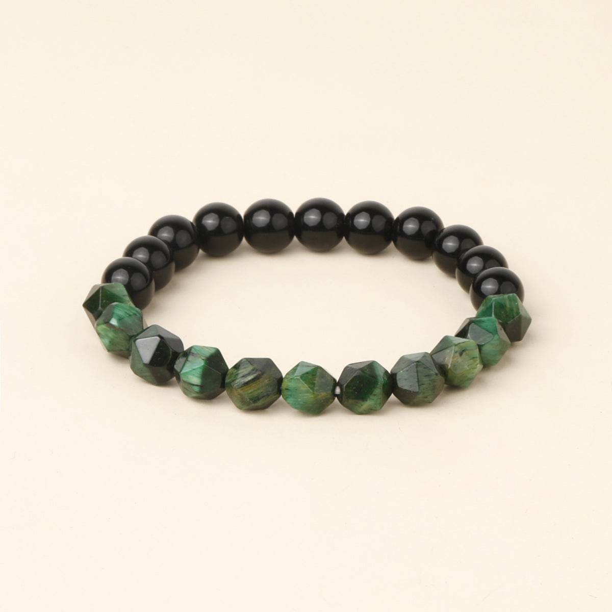Bohemian Matte Black Agate & Silver Obsidian Bracelet - MystiCrystals