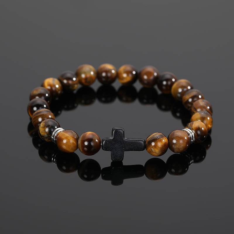 Cross Natural Stone Bracelet - MystiCrystals