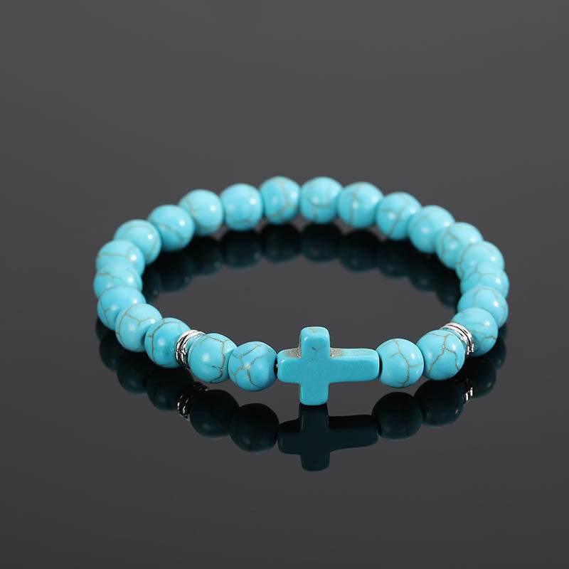 Cross Natural Stone Bracelet - MystiCrystals