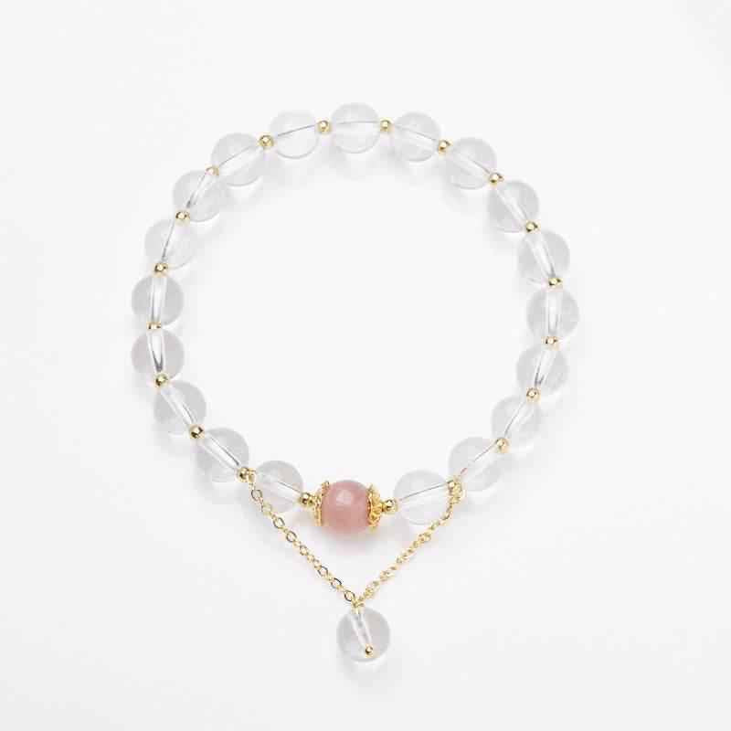 Clear Quartz & Black Obsidian Cat’s Eye Bracelet Couples Gift