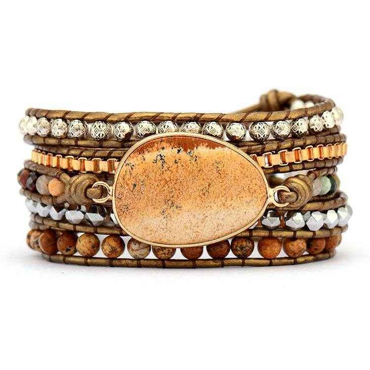 Vintage Picture Stone Wrap Bracelet