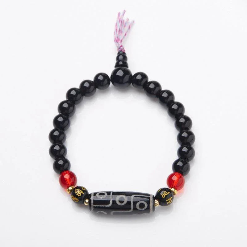 Natural Tibetan Nine-Eyed Dzi Bead Agate Bracelet - MystiCrystals