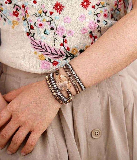 Vintage Picture Stone Wrap Bracelet