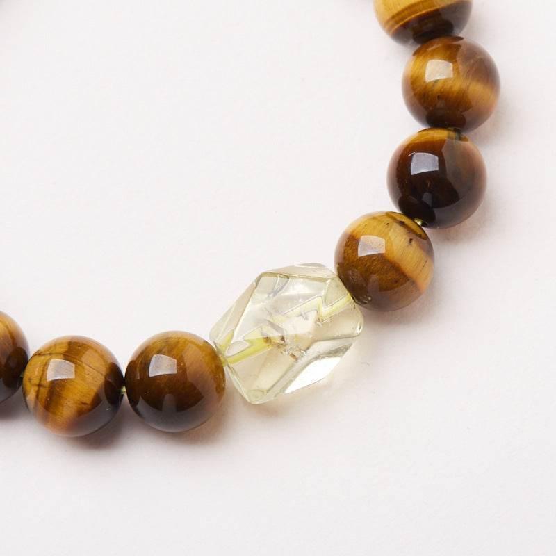 Natural 10mm Tiger Eye & Citrine Bracelet - MystiCrystals