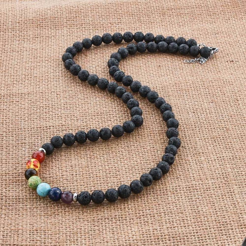 Natural Lava Stone & Turquoise Necklace - MystiCrystals