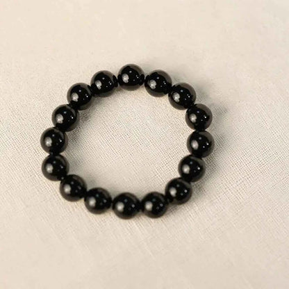 Sterling Silver & Obsidian Beaded Bracelet