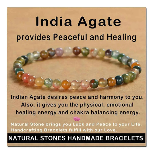 4mm Natural Stone Beaded Stretch Bracelet