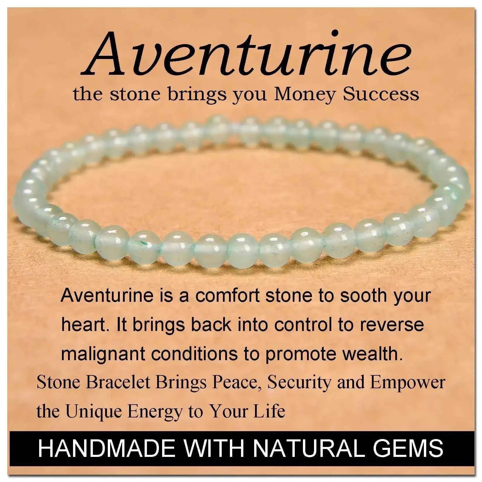 4mm Natural Stone Beaded Stretch Bracelet