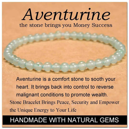 4mm Natural Stone Beaded Stretch Bracelet