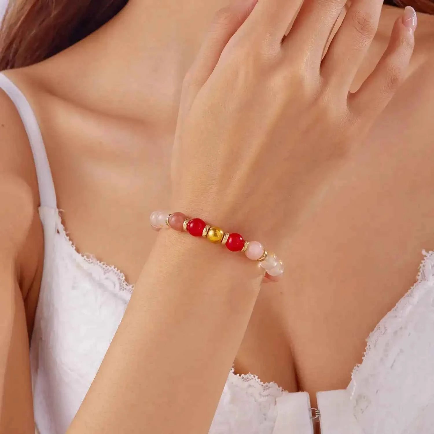 Colorful Dopamine-Inspired Natural Stone Bracelet