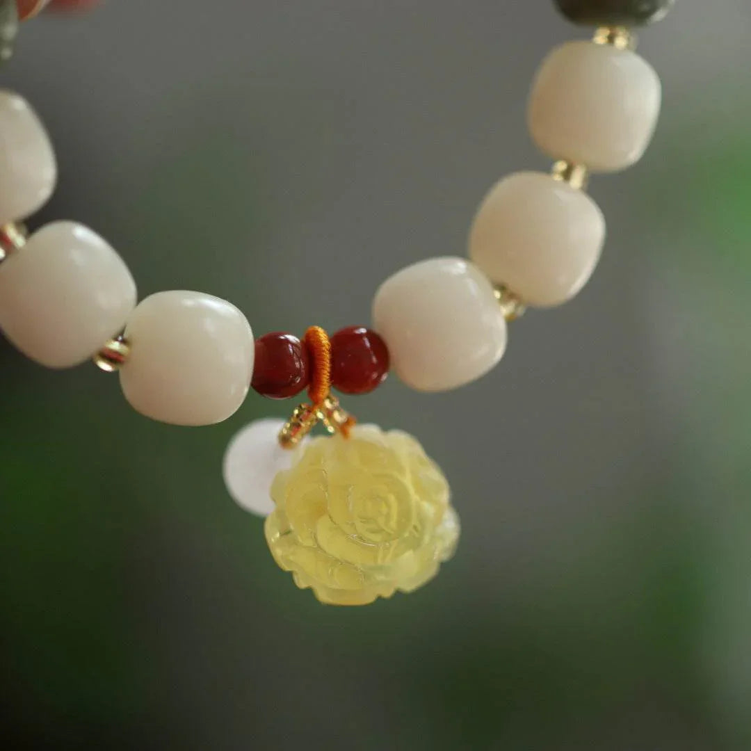 Gradient White Jade Bodhi Bead Bracelet - MystiCrystals