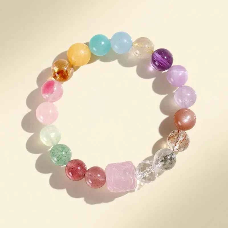 Multi-Gem Nine-Tailed Fox Bracelet for Focus, Harmony & Vitality