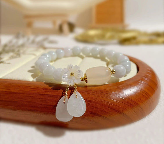 White Jade Aura Cleansing & Peace Bracelet - MystiCrystals