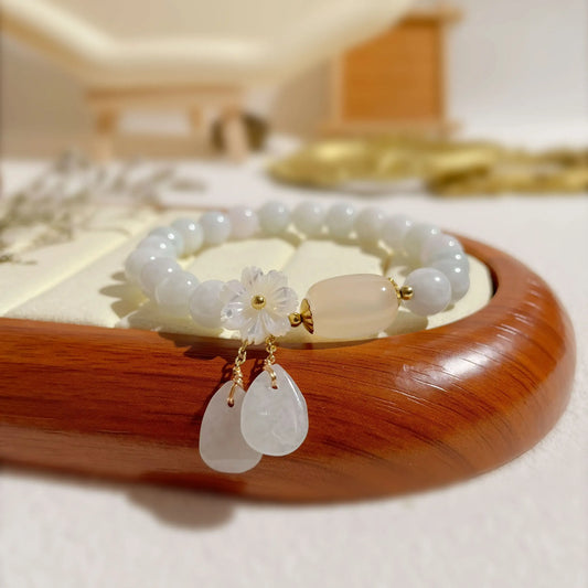 White Jade Aura Cleansing & Peace Bracelet - MystiCrystals