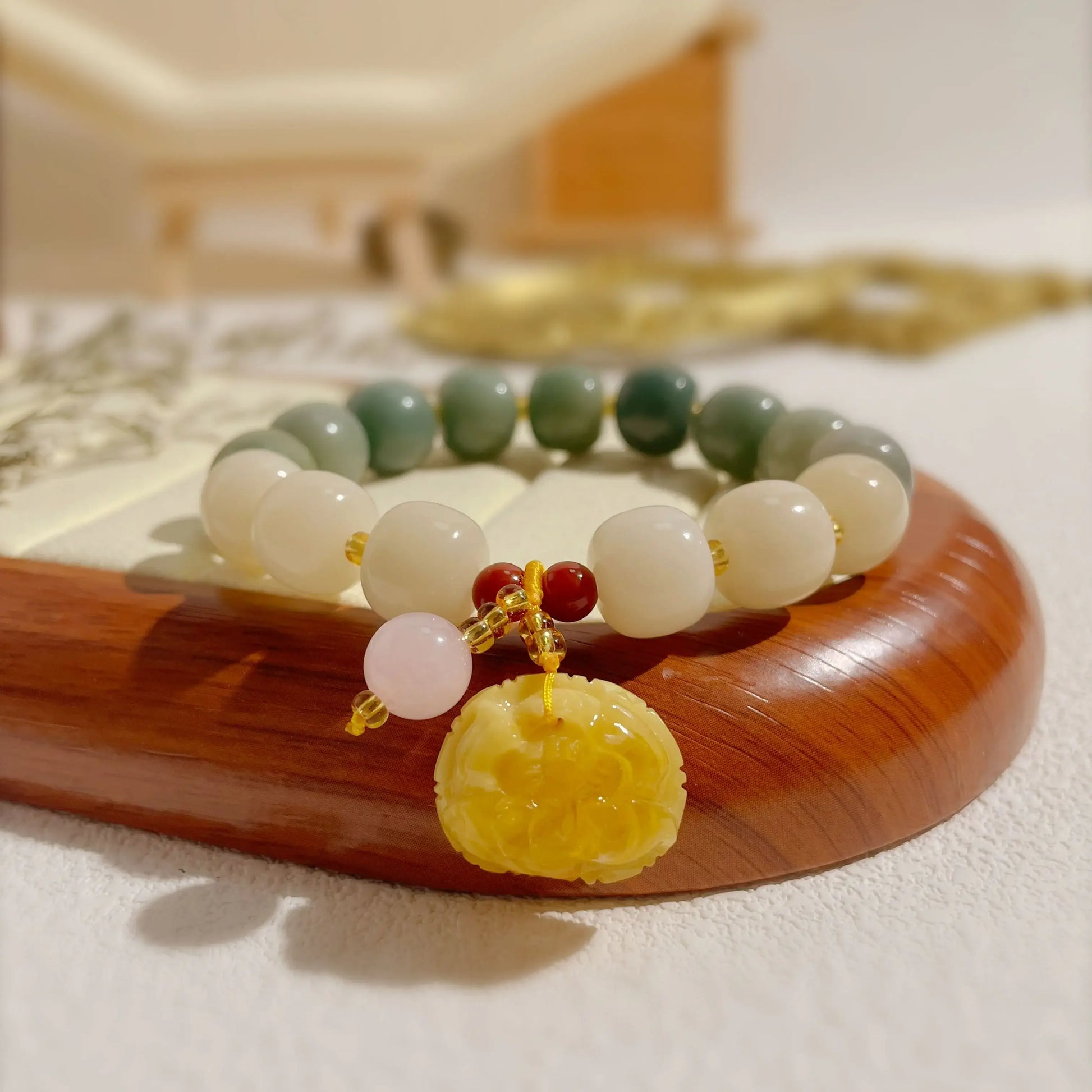 Flowing Veins White Jade Bodhi Bracelet for Clarity & Life Alignment - MystiCrystals