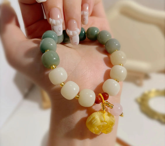 Flowing Veins White Jade Bodhi Bracelet for Clarity & Life Alignment - MystiCrystals