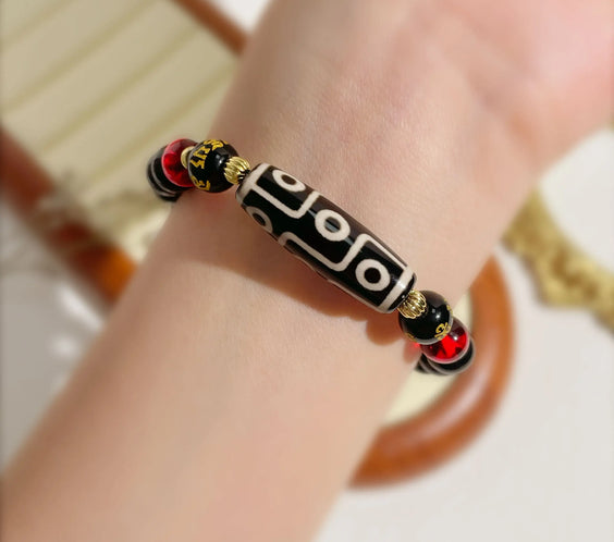 Ancient Tibetan Dzi Bracelet to Amplify Luck & Deflect Negativity - MystiCrystals