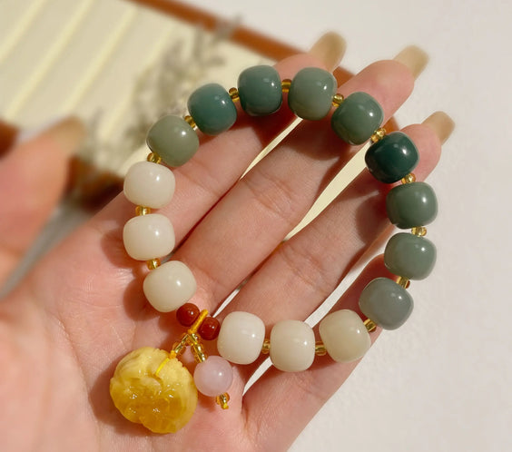 Flowing Veins White Jade Bodhi Bracelet for Clarity & Life Alignment - MystiCrystals