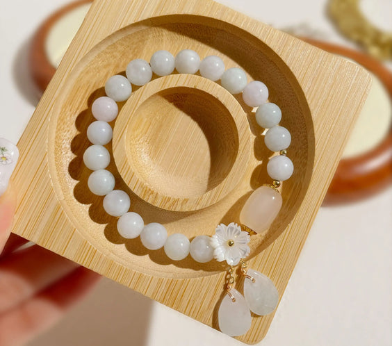 White Jade Aura Cleansing & Peace Bracelet - MystiCrystals