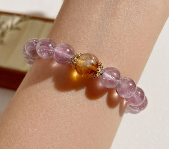 Natural Amethyst Bracelet for Stress Relief & Positive Vibes - MystiCrystals