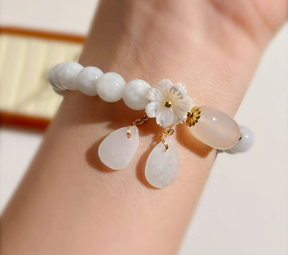 White Jade Aura Cleansing & Peace Bracelet - MystiCrystals