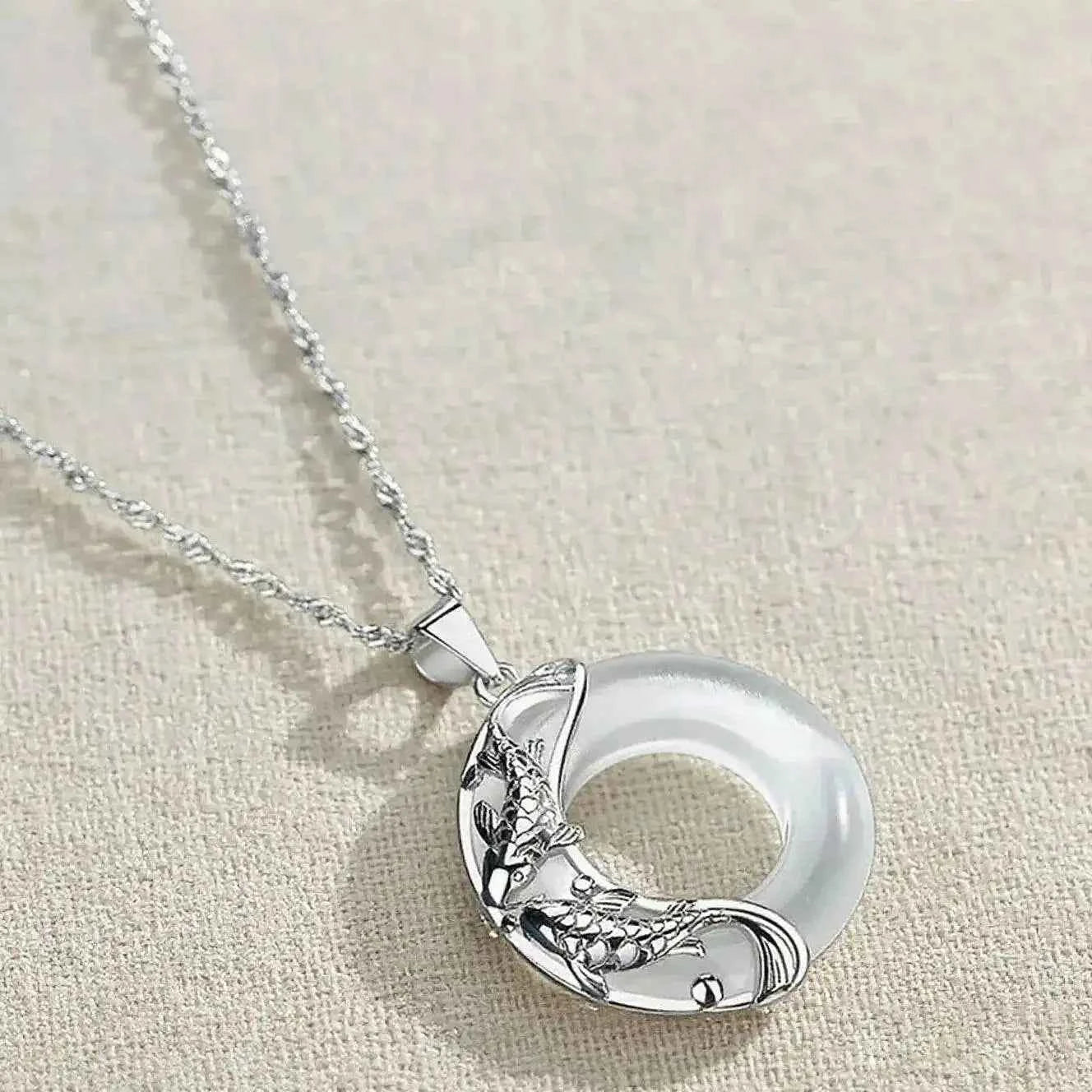 Lucky Koi Cat’s Eye Silver Pendant