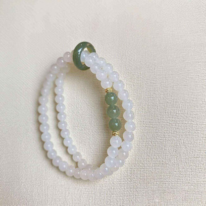 Double-Layer White Jade-Inspired Beaded Bracelet