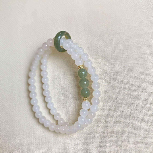Double-Layer White Jade-Inspired Beaded Bracelet