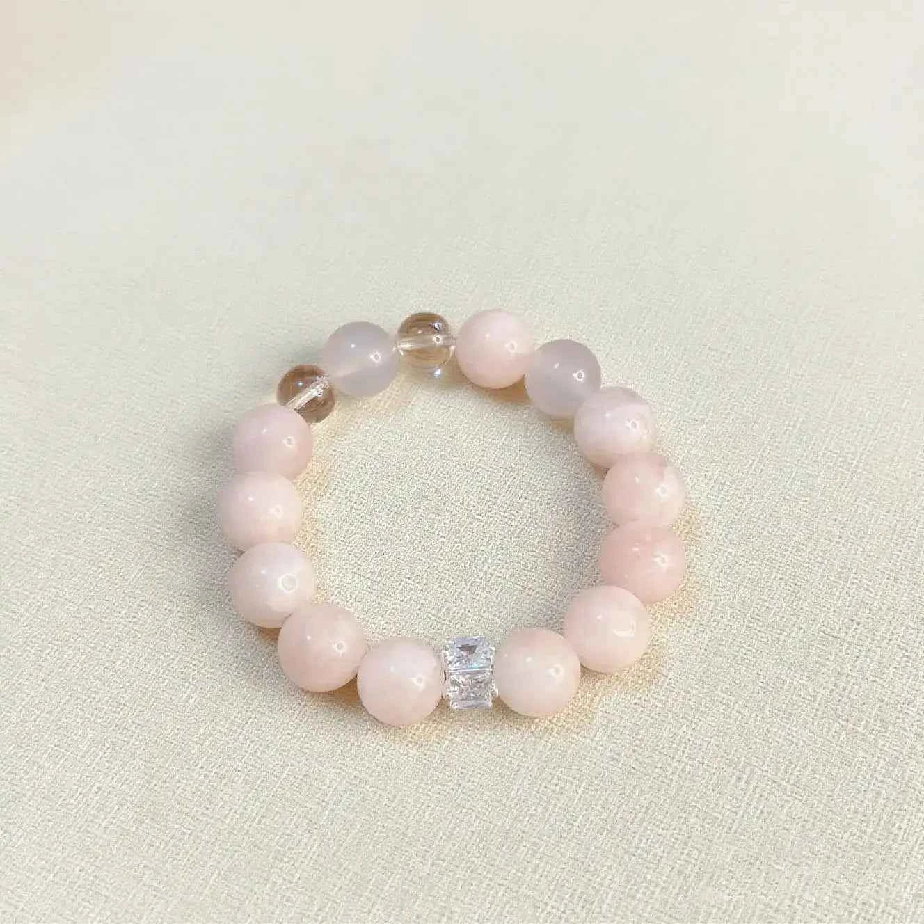 10mm Pink Spot Matte Stone Beaded Bracelet
