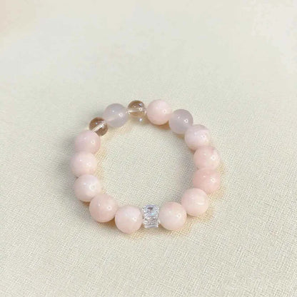 10mm Pink Spot Matte Stone Beaded Bracelet