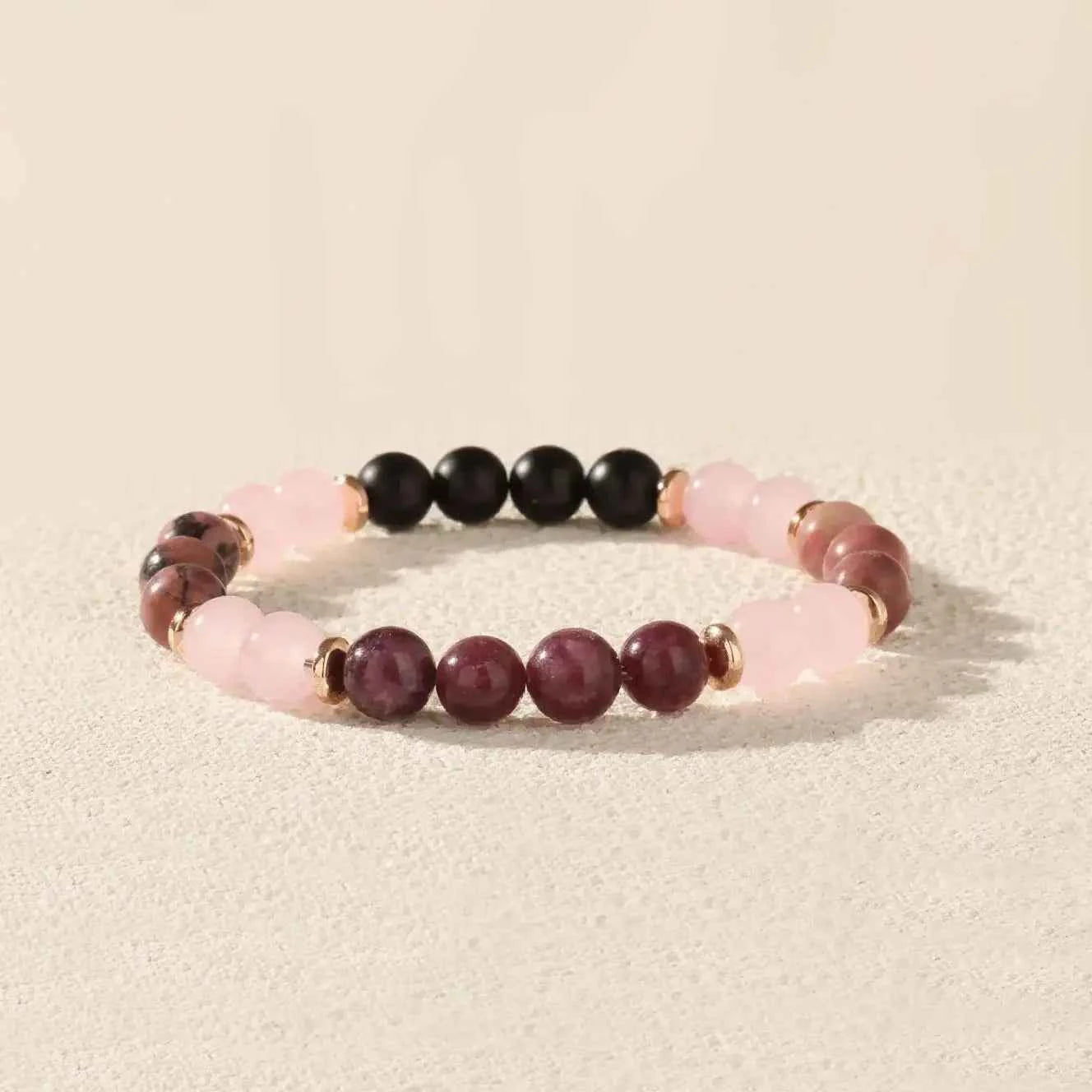Garnet & Pink Agate Beaded Bracelet