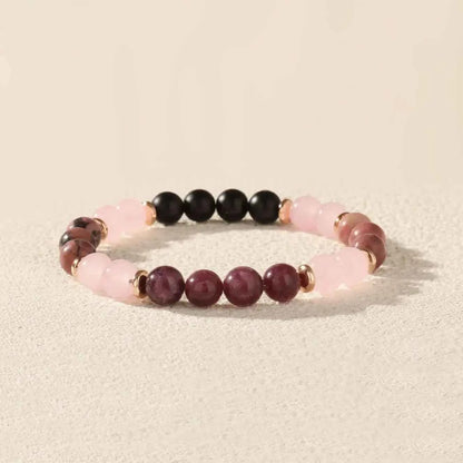 Garnet & Pink Agate Beaded Bracelet