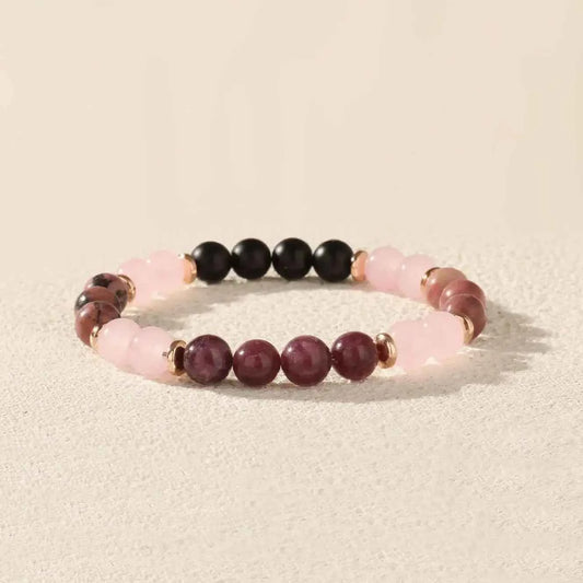 Garnet & Pink Agate Beaded Bracelet