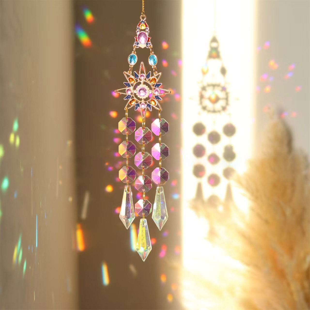 Rainbow Crystal Hanging Wind Chime Ornament - MystiCrystals
