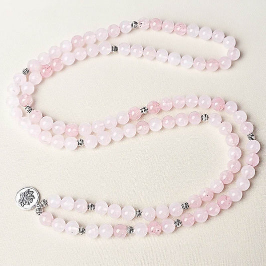 Beaded Rose Quartz Aquamarine Bracelet - MystiCrystals