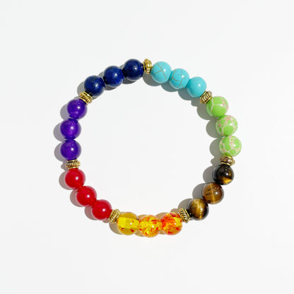 Mens Multi Color Agate Beaded Bracelet