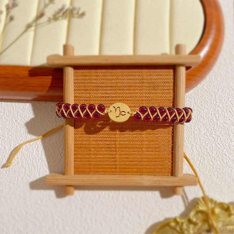 Zodiac Aura Protection Braided Stone Bracelet