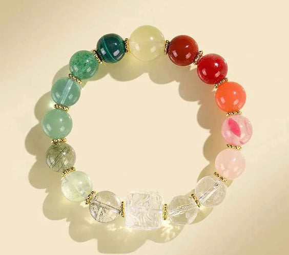 Multi-Gem Nine-Tailed Fox Bracelet for Focus, Harmony & Vitality