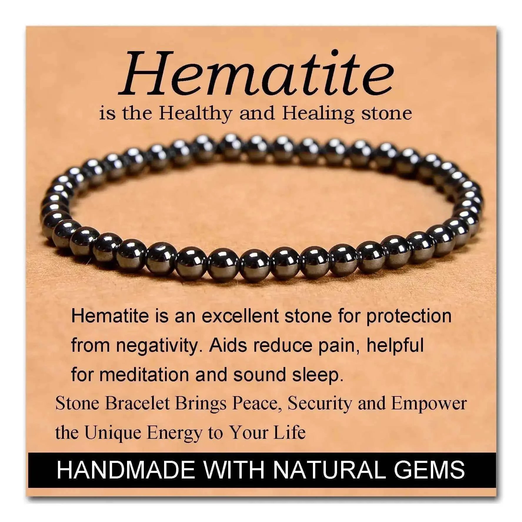 4mm Natural Stone Beaded Stretch Bracelet